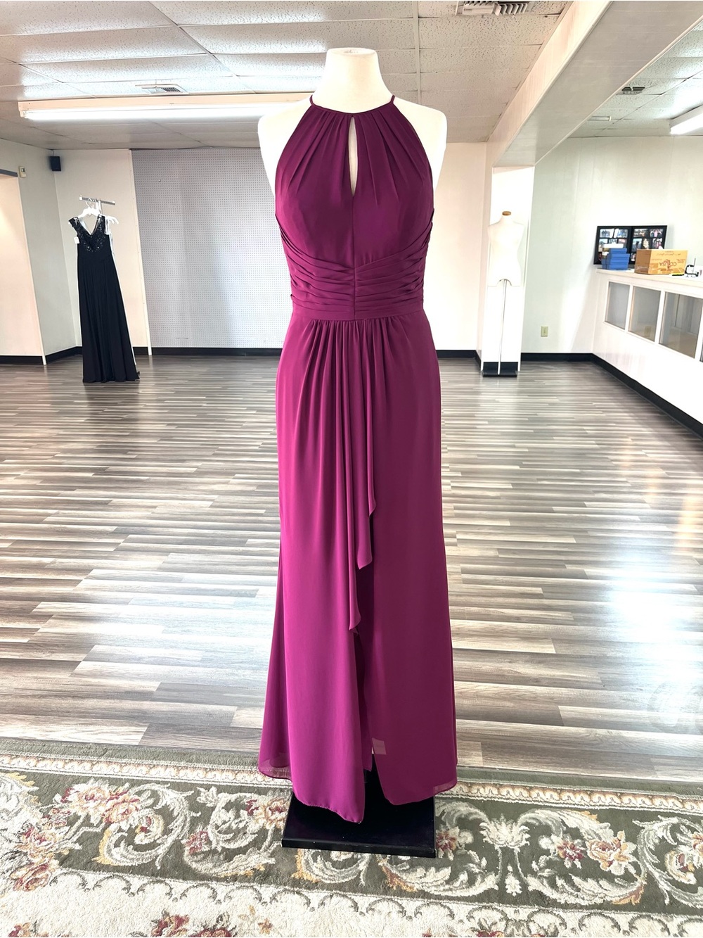 David Tutera Raspberry Halter Maxi Dress with Keyhole